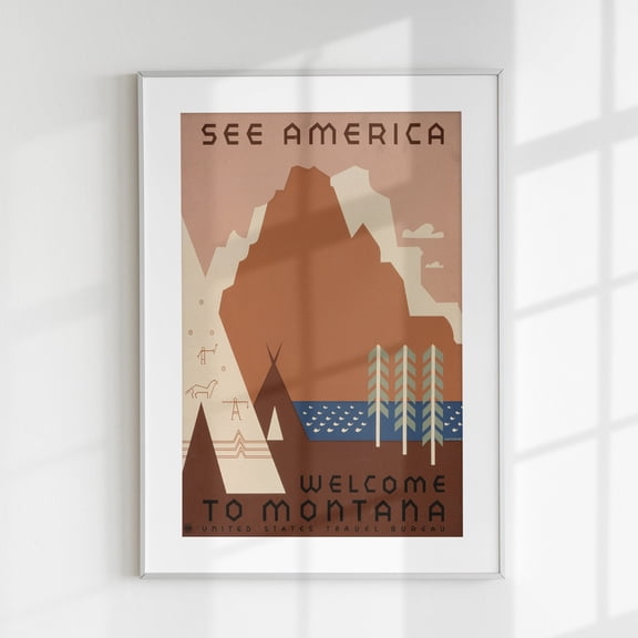 Montana Poster Wall Art, Travel Poster, American Print, Vintage Montana Poster, Usa, Poster Only