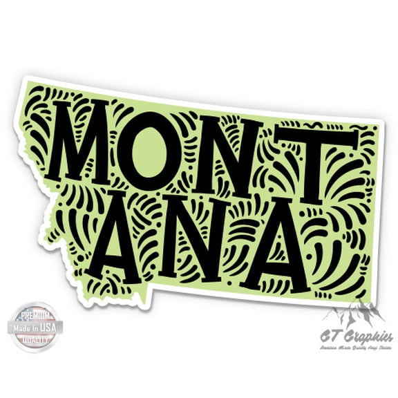 Montana Shape Cute Letters Native Local - 3" Vinyl Sticker - For Car Laptop I-Pad Phone Helmet Hard Hat - Waterproof Decal