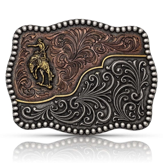 MONTANA SILVERSMITHS TRI-COLOR FILIGREE BRONC ATTIT - ACC BUCKLE - A832T