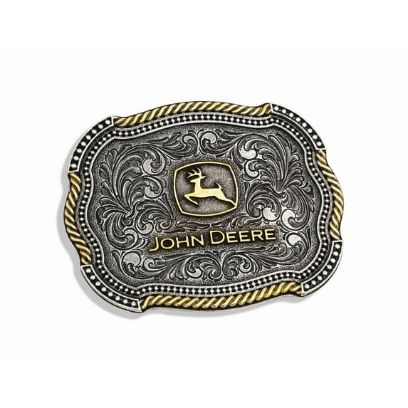 John Deere Silver & Gold Scalloped Logo Buckle - LP70949