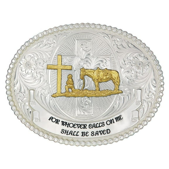 Montana Silversmiths Men's Faith And Wisdom Christian Cowboy Western Belt Buckle - 60889-731-V2-BL One Size