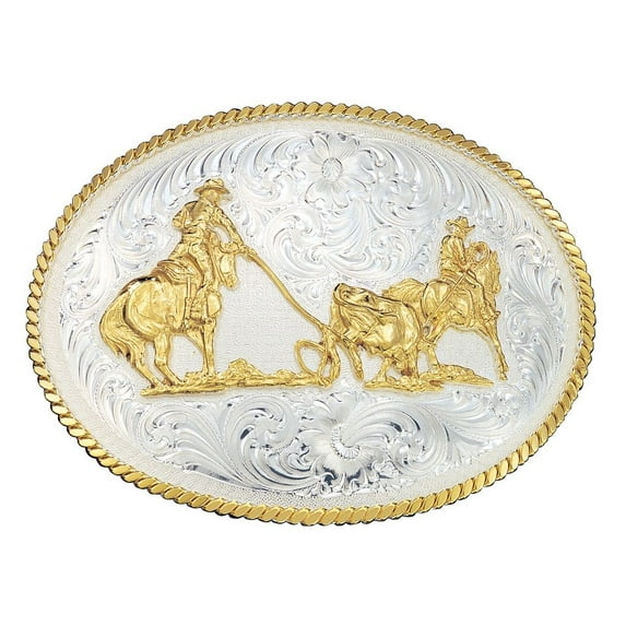 Montana Silversmiths Western Belt Buckle Large Team Ropers 2130
