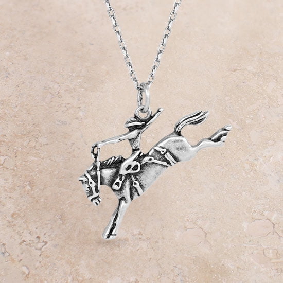 Montana Silversmiths Western Men's Necklace Saddle Bronc Rider