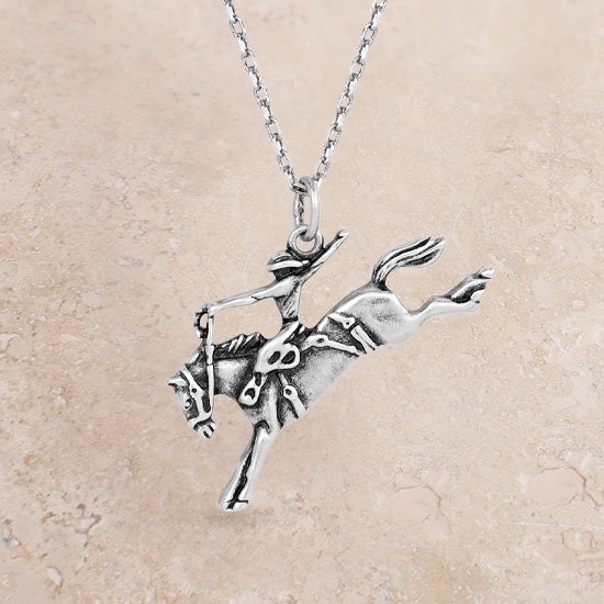 Montana Silversmiths Western Men's Necklace Saddle Bronc Rider