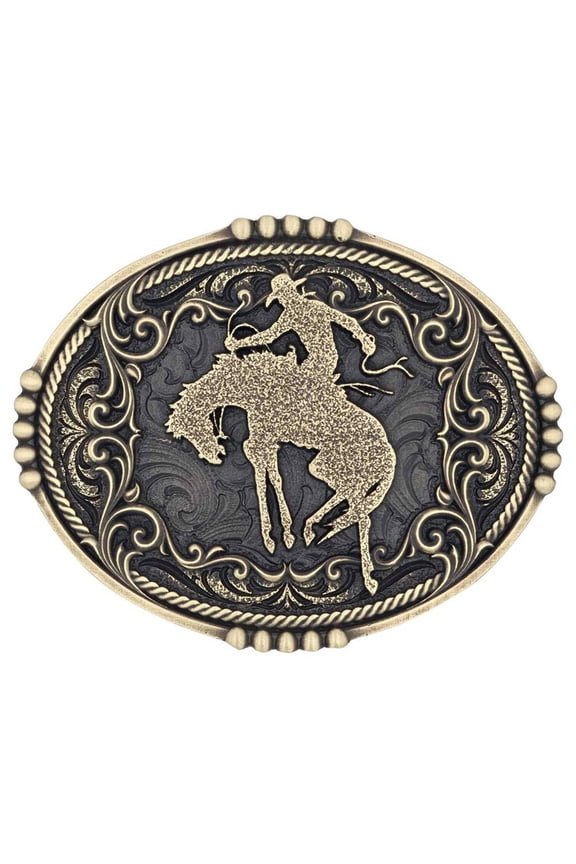 Unisex Bucking Bronc Attitude Buckle Brass One Size