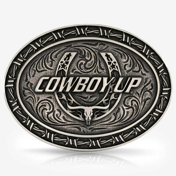 Montana Silversmiths Rodeo Series Attitude Western Belt Buckle Cowboy Up Barbed Wire