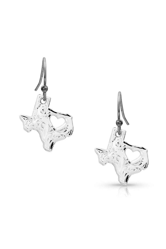 I Heart Texas Charm Silver - Accessories Jewelry Earrings - Er2370Tx