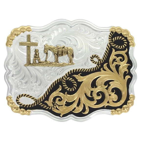 Montana Silversmiths Two Tone Christian Cowboy - Acc Buckle  - 35410Yg-731M