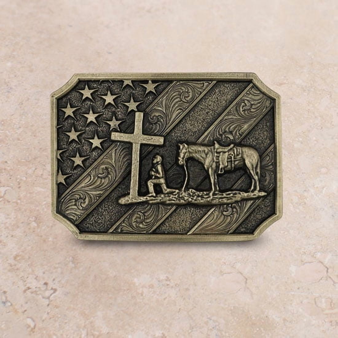Montana Silversmiths® Patriot Christian Cowboy Belt Buckle A864C