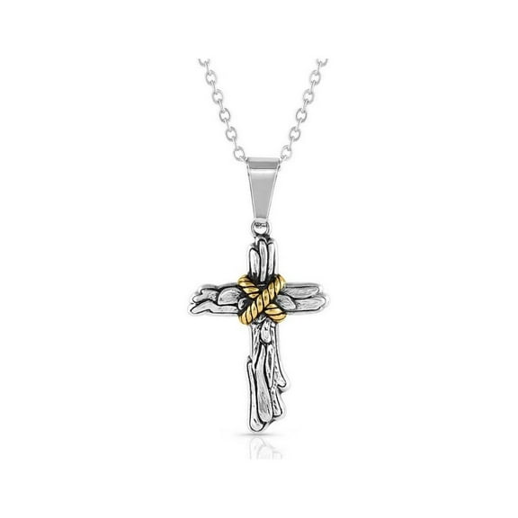 Montana Silversmiths Christian Faith Cross Men's Necklace Rugged Faith