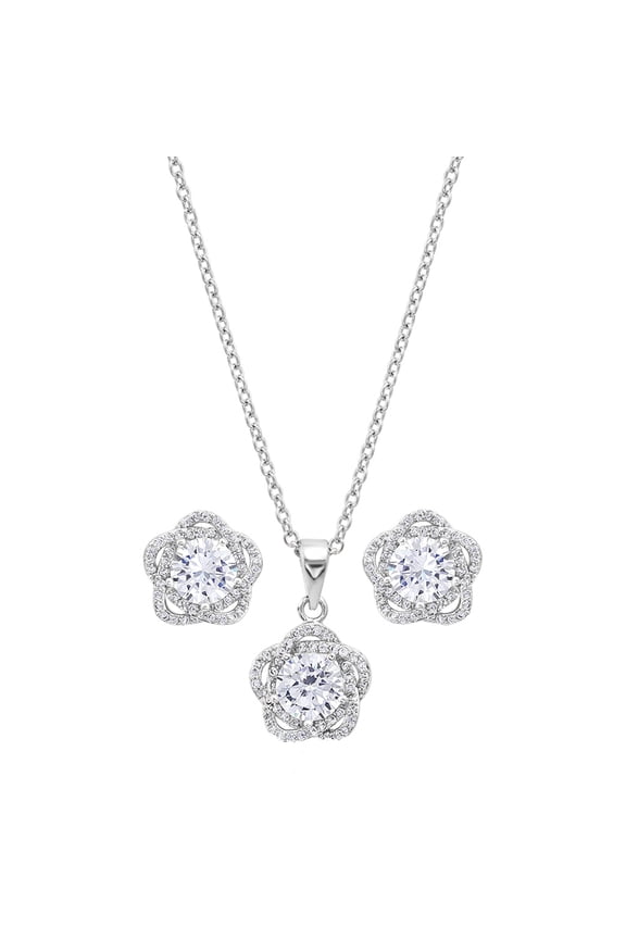 Women's Starlight Flower Jewelry Set 2 Piece Silver One Size