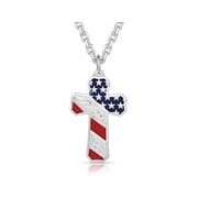 Montana Silversmiths Mens Born In The Usa Patriotic Cross Necklace Red/White/Blue One Size