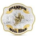 thumbnail image 1 of Montana Silversmiths Unisex Scalloped Champion Bullriding Belt Buckle Silver One Size, 1 of 4