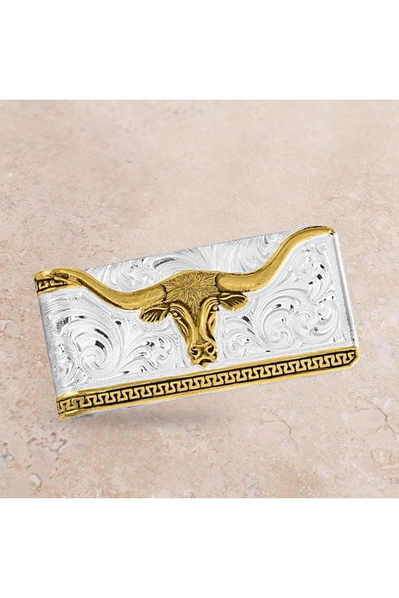 Two Tone Longhorn Money Clip - Accessories Wallet  - Mcl5235