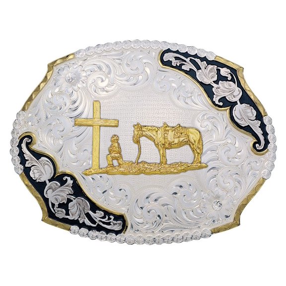 Montana Silversmiths Antique Leave Christian Cowboy - Acc Buckle  - 3810-731-Bk