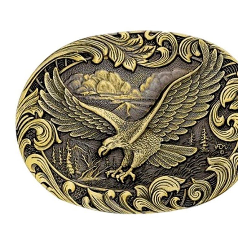 Montana Silversmiths Western Belt Buckle Adult Oval Eagle Brass