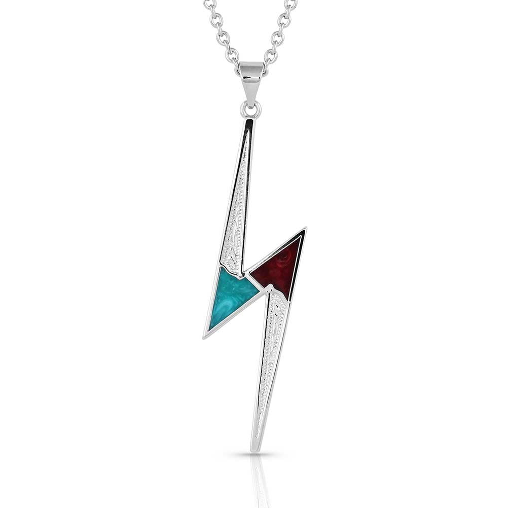 Montana Silversmiths Western Lifestyle Women's Turquoise and Red Agate Lightning Bolt Necklace