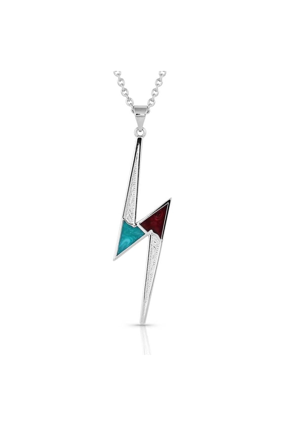 Western Lifestyle Women's Turquoise and Red Agate Lightning Bolt Necklace