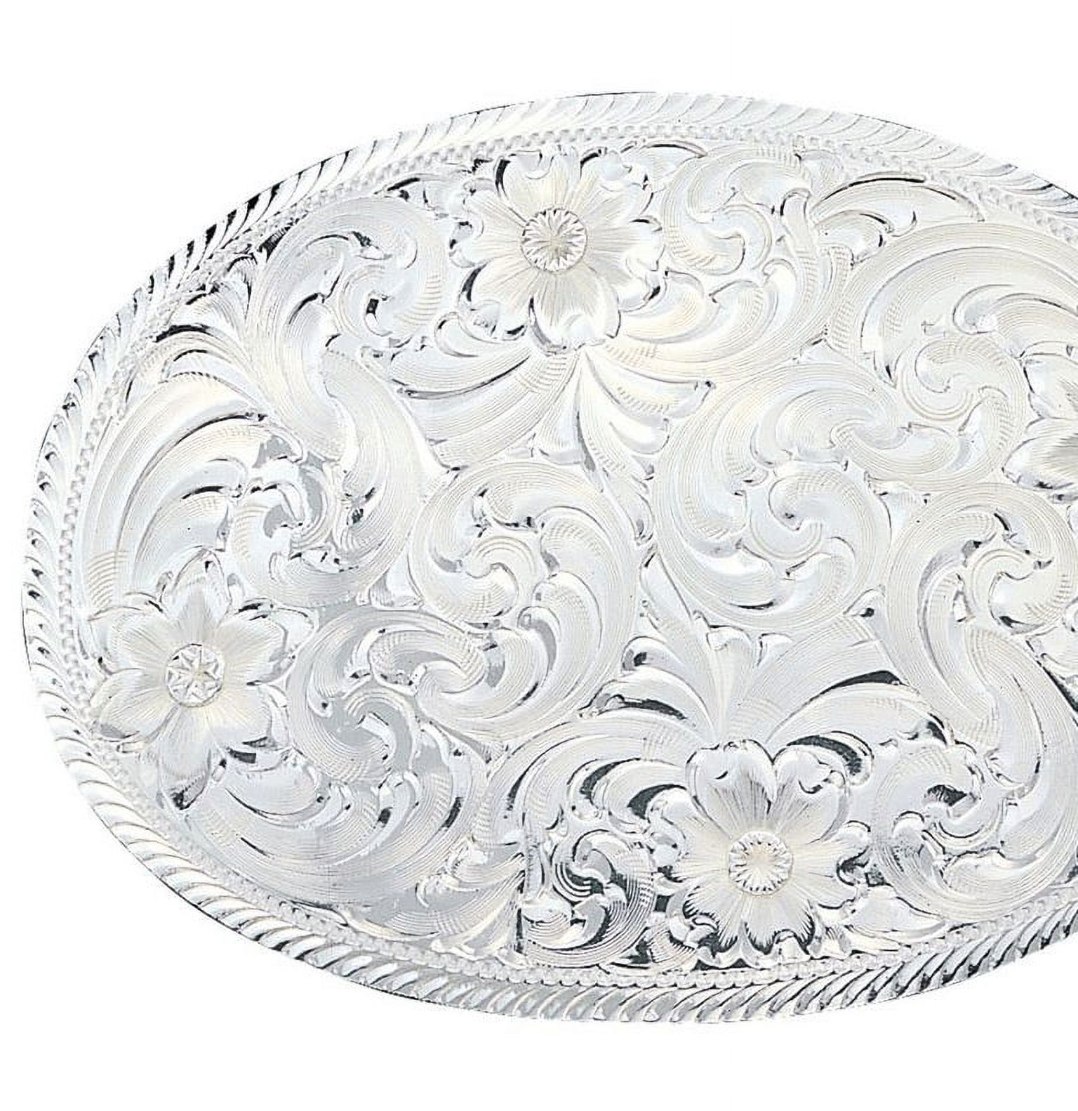 Montana Silversmiths Western Oval Belt Buckle Adult Etched Silver 1840