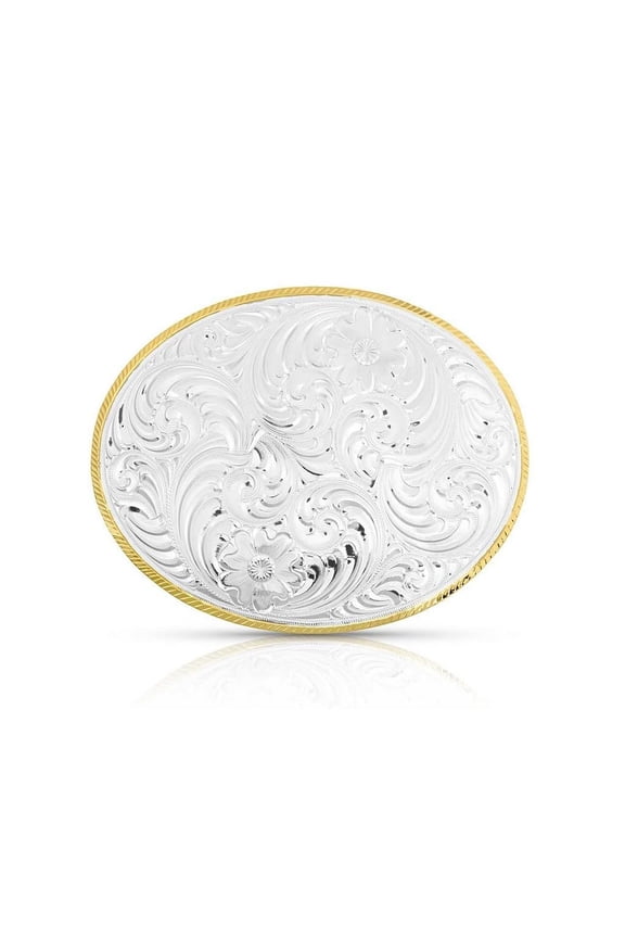 Women's Western Lifestyle Belt Buckle Two-Tone Engraved