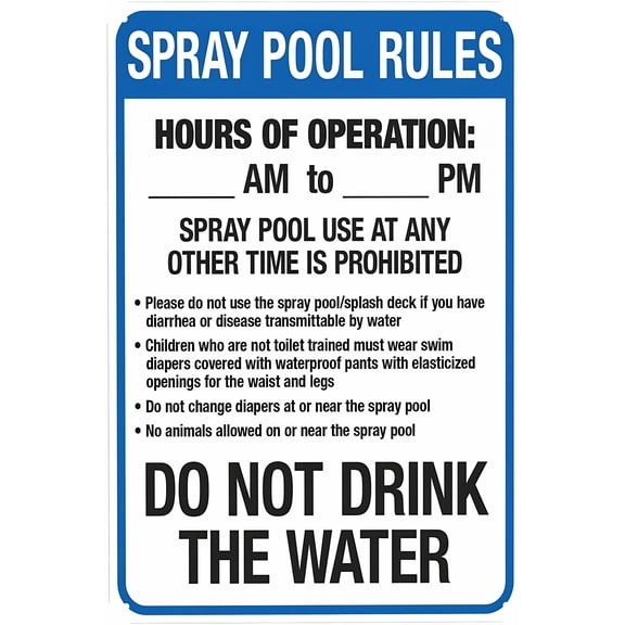 Montana Spray Pool Rules Sign - 8"x12", Complies With State Pool Code, Metal Decor for Business, Office, Road, Street, Home