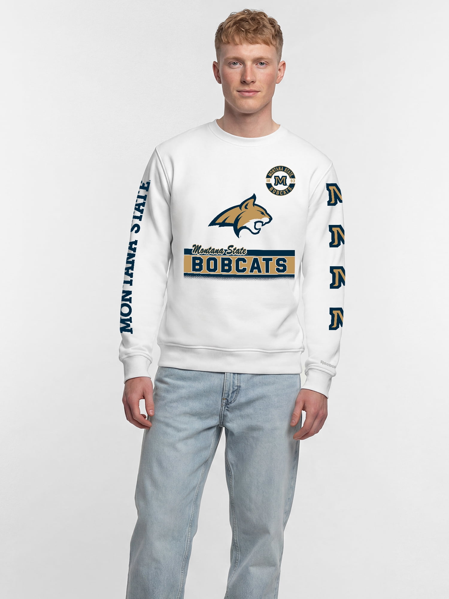 Montana State Bobcats Reebok Mens White Crew Sweatshirt