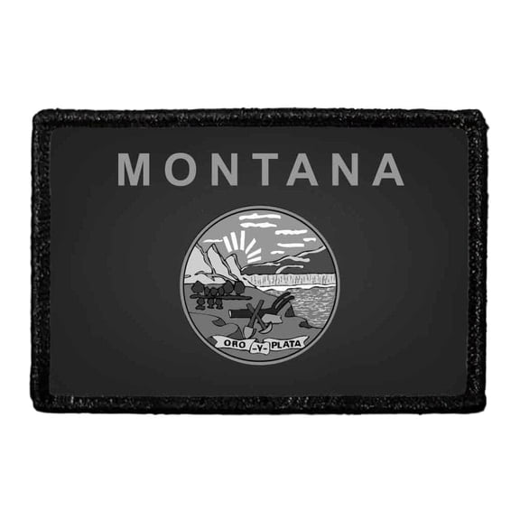 Montana State Flag - Black and White - Removable Patch