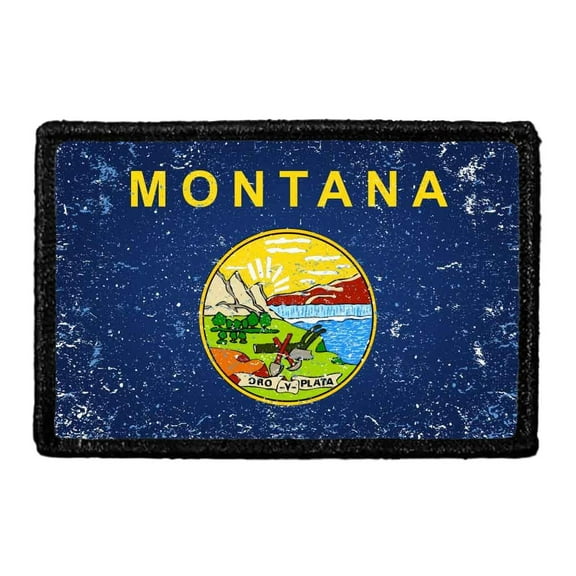 Montana State Flag - Color - Distressed - Removable Patch
