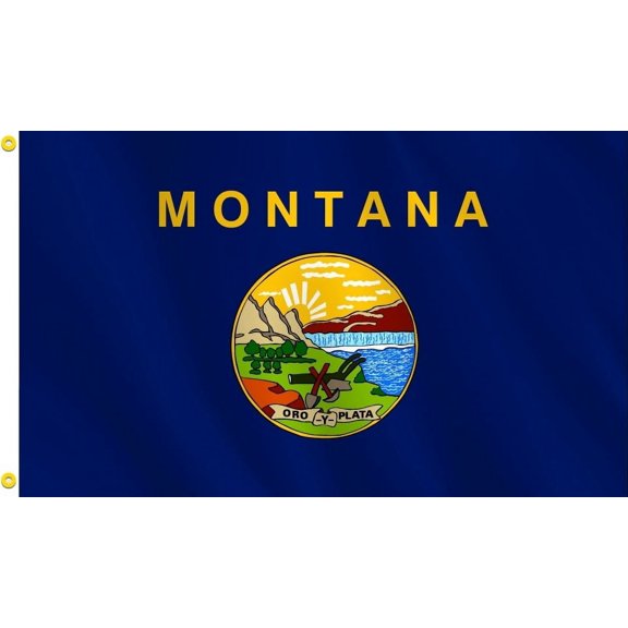 Montana State Flag, Nylon, 3' x 5', 100% Made in USA, Canvas Header, Heavy-Duty Brass Grommets