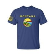 Montana State Flag United States of American Flag Short Sleeve Graphic tee T-shirt-Metro Blue-4xl