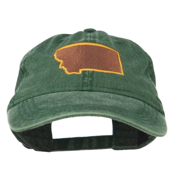 Montana State Map Embroidered Cap - Dark Green OSFM
