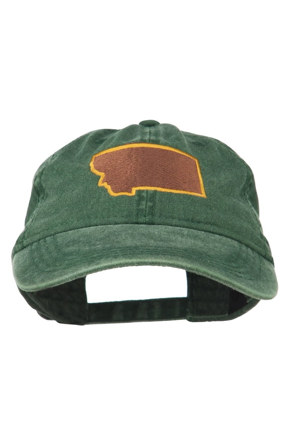 Montana State Map Embroidered Cap - Dark Green OSFM