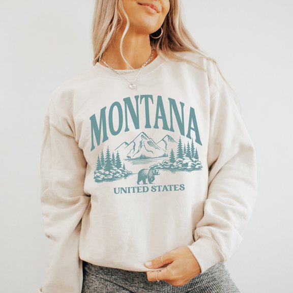 Montana State T-Shirt Trendy Montana Brown Bear T-Shirt T-Shirt Cute Vacation Shirt Hiking