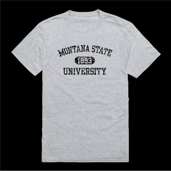 Montana State University Bobcats Distressed Arch College T-Shirt, Heather Grey - 2XL