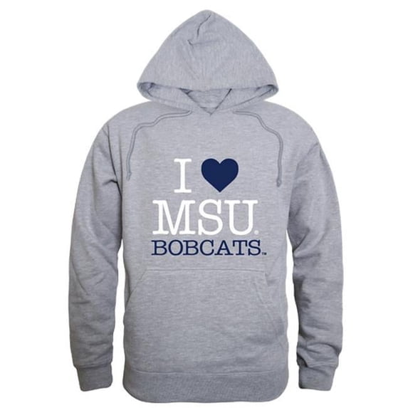 Montana State University Bobcats I Love Hoodie, Heather Grey - 2XL