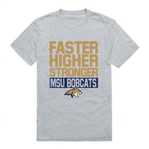 Montana State University Bobcats Workout T-Shirt, Heather Grey - Small