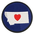 thumbnail image 1 of Montana State with Heart Applique Multi-Color Embroidered Hook & Loop Patch - 2.0 Inch Mini, 1 of 5