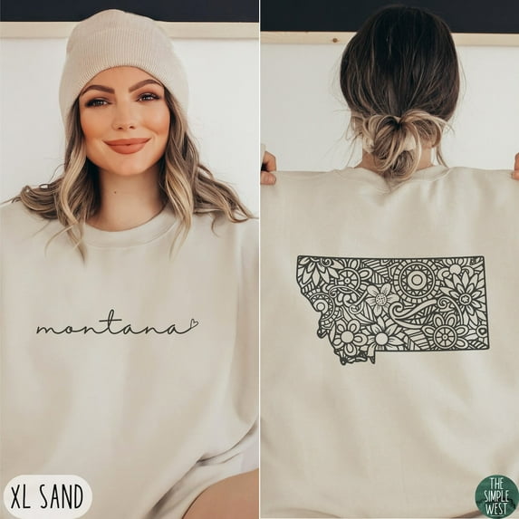 Montana Sweatshirt | Floral Montana Crewneck Pullover | Womens Montana Home State Sweater | Cute Montana Sweatshirt | Neighbor Gift