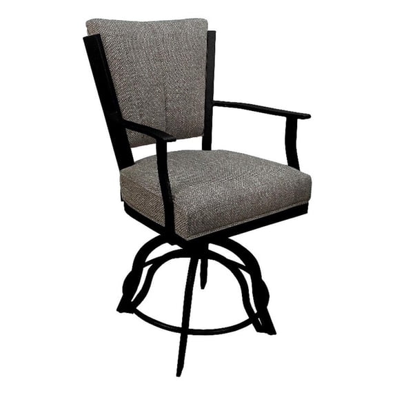 Montana Swivel 30" Metal Bar Stool - Plumley Cocoa Fabric - Black Frame