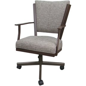 Montana Swivel Metal Dining Caster Chair - Jetty June Tan Fabric - Brown