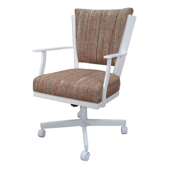 Montana Swivel Dining Caster Chair - Watusi Madder Red Fabric - White Metal