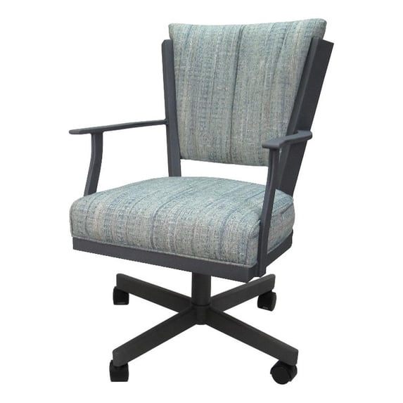 Montana Swivel Dining Caster Chair - Watusi Aqua Fabric - Gray Metal