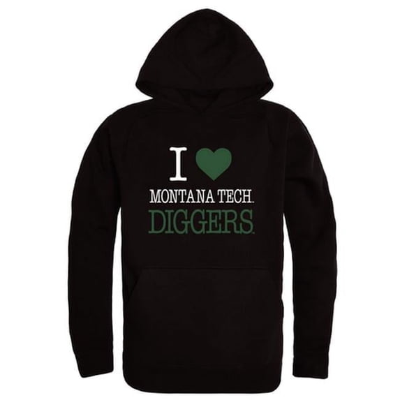 Montana Technological University Orediggers I Love Hoodie, Black - Small