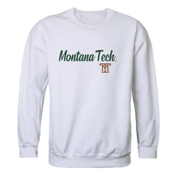 Montana Technological University Orediggers Script Crewneck Sweatshirt, White - Small