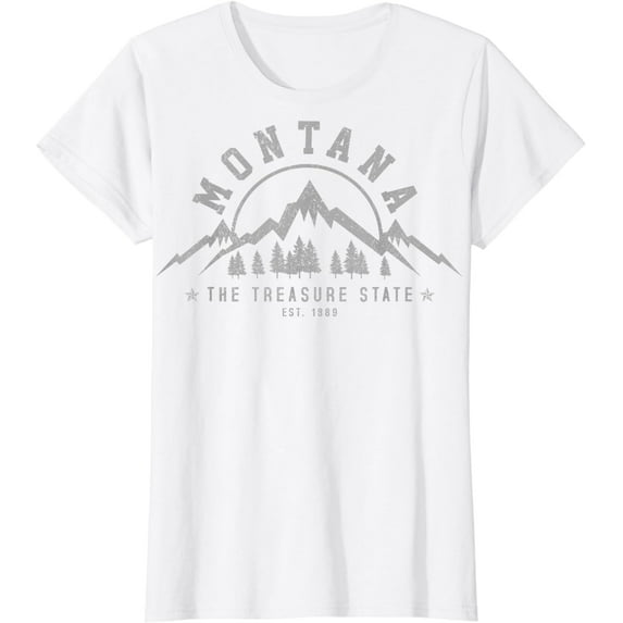 Montana The Treasure State Est. 1889 Vintage Mountains Gift T-Shirt