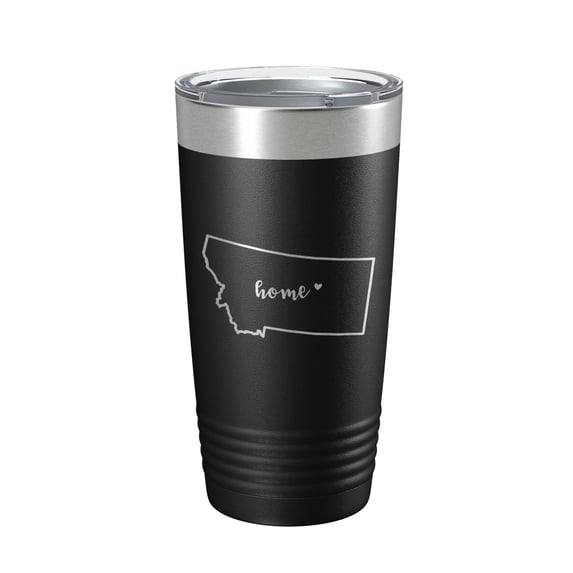 Montana Tumbler Home State Travel Mug Insulated Laser Engraved Map Coffee Cup 20 oz Black