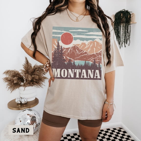 Montana Vintage Western Mountain Unisex Tee, Boho Outdoorsy Adventure T-Shirt, Nature Lover , Wanderlust Shirt All Size S-5Xl