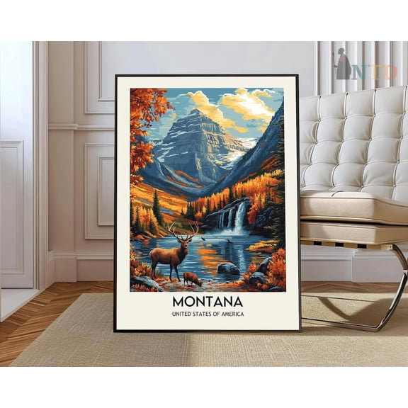 Montana Wall Art Print, Rocky Mountain State And Wilderness Decor