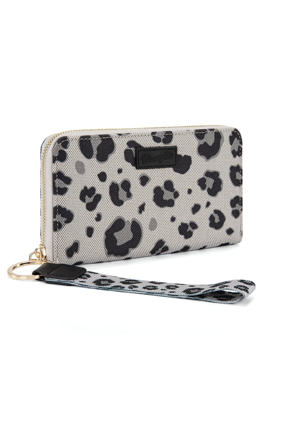X Wrangler Wallet Women Leopard Print Wristlet Wallets for Women Stylish Credit Card Wallet with Zipper Pocket Durable and Functional Wallets for Women, Black