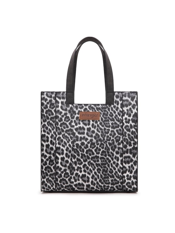 Wrangler Medium Tote Bag for Women Western Leopard Print Top‑Handle Handbag, Black